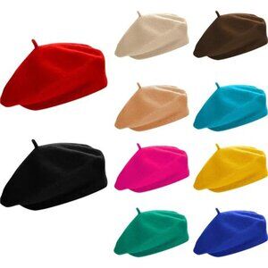 10 Piece Artificial Wool Beret for Woman, Artist Hat, French Style Beret Hat Set